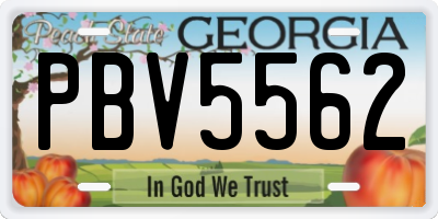 GA license plate PBV5562