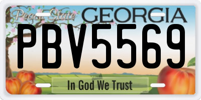 GA license plate PBV5569