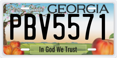 GA license plate PBV5571