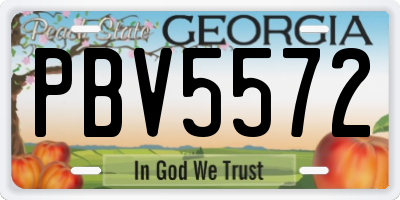 GA license plate PBV5572