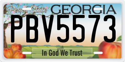 GA license plate PBV5573