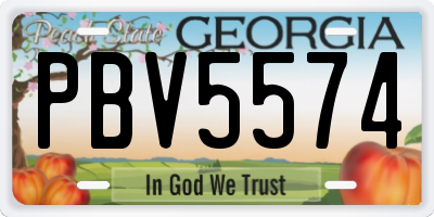 GA license plate PBV5574
