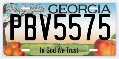 GA license plate PBV5575