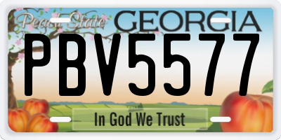 GA license plate PBV5577