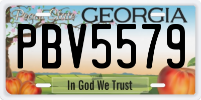 GA license plate PBV5579