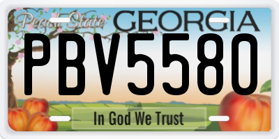 GA license plate PBV5580