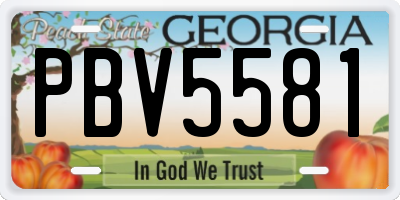 GA license plate PBV5581