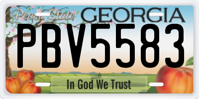 GA license plate PBV5583