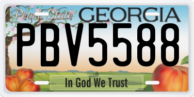GA license plate PBV5588