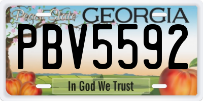 GA license plate PBV5592