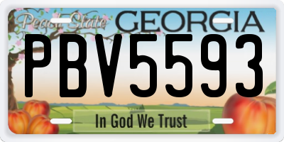 GA license plate PBV5593