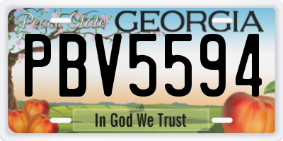 GA license plate PBV5594