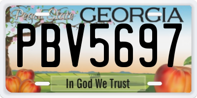 GA license plate PBV5697