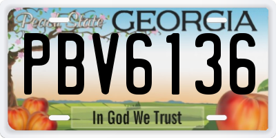 GA license plate PBV6136
