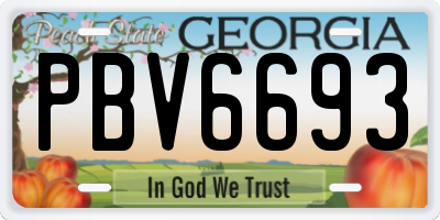 GA license plate PBV6693