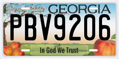 GA license plate PBV9206