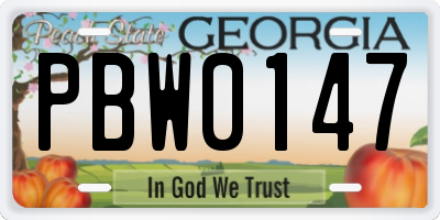 GA license plate PBW0147