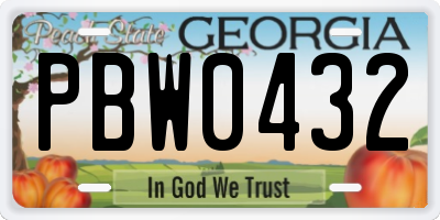 GA license plate PBW0432