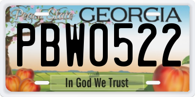 GA license plate PBW0522