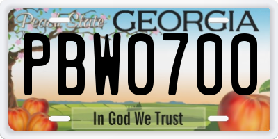 GA license plate PBW0700