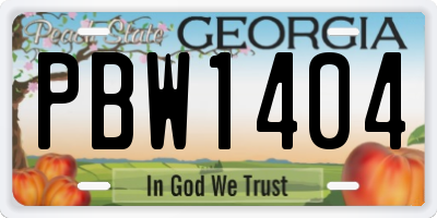GA license plate PBW1404
