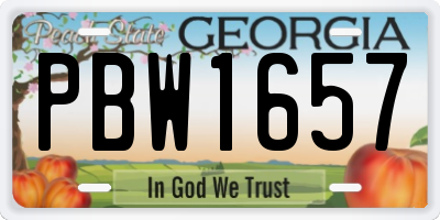 GA license plate PBW1657