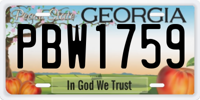 GA license plate PBW1759
