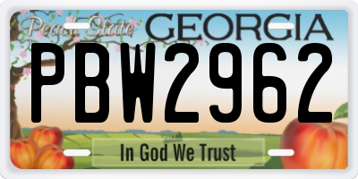 GA license plate PBW2962