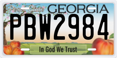GA license plate PBW2984