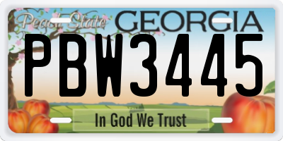 GA license plate PBW3445