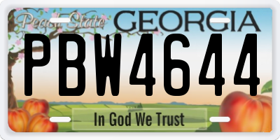 GA license plate PBW4644