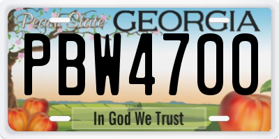 GA license plate PBW4700