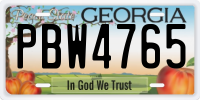GA license plate PBW4765