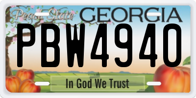 GA license plate PBW4940