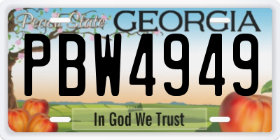 GA license plate PBW4949