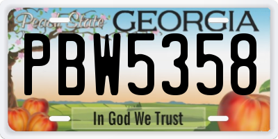 GA license plate PBW5358