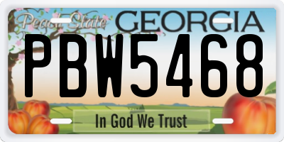GA license plate PBW5468