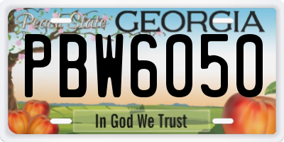 GA license plate PBW6050