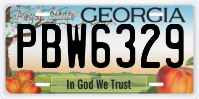 GA license plate PBW6329