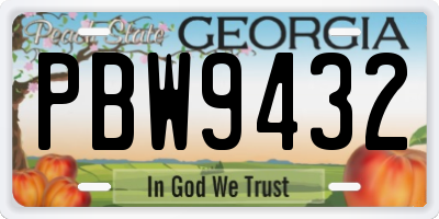 GA license plate PBW9432