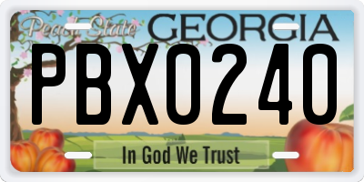 GA license plate PBX0240