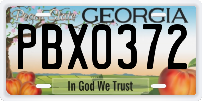 GA license plate PBX0372
