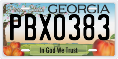 GA license plate PBX0383