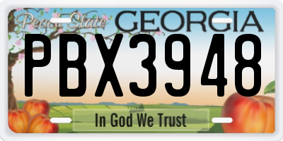 GA license plate PBX3948