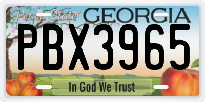 GA license plate PBX3965