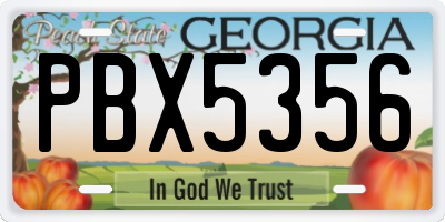 GA license plate PBX5356