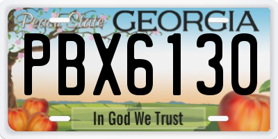 GA license plate PBX6130