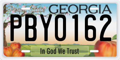 GA license plate PBY0162