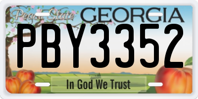 GA license plate PBY3352