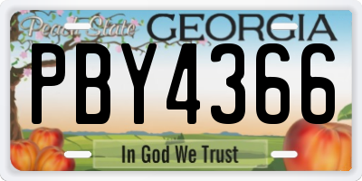 GA license plate PBY4366